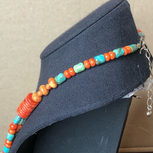 JAY KING DTR Desert Rose Turquoise Coral Triple Strand Sterling Silver Necklace - Picture 6 of 17